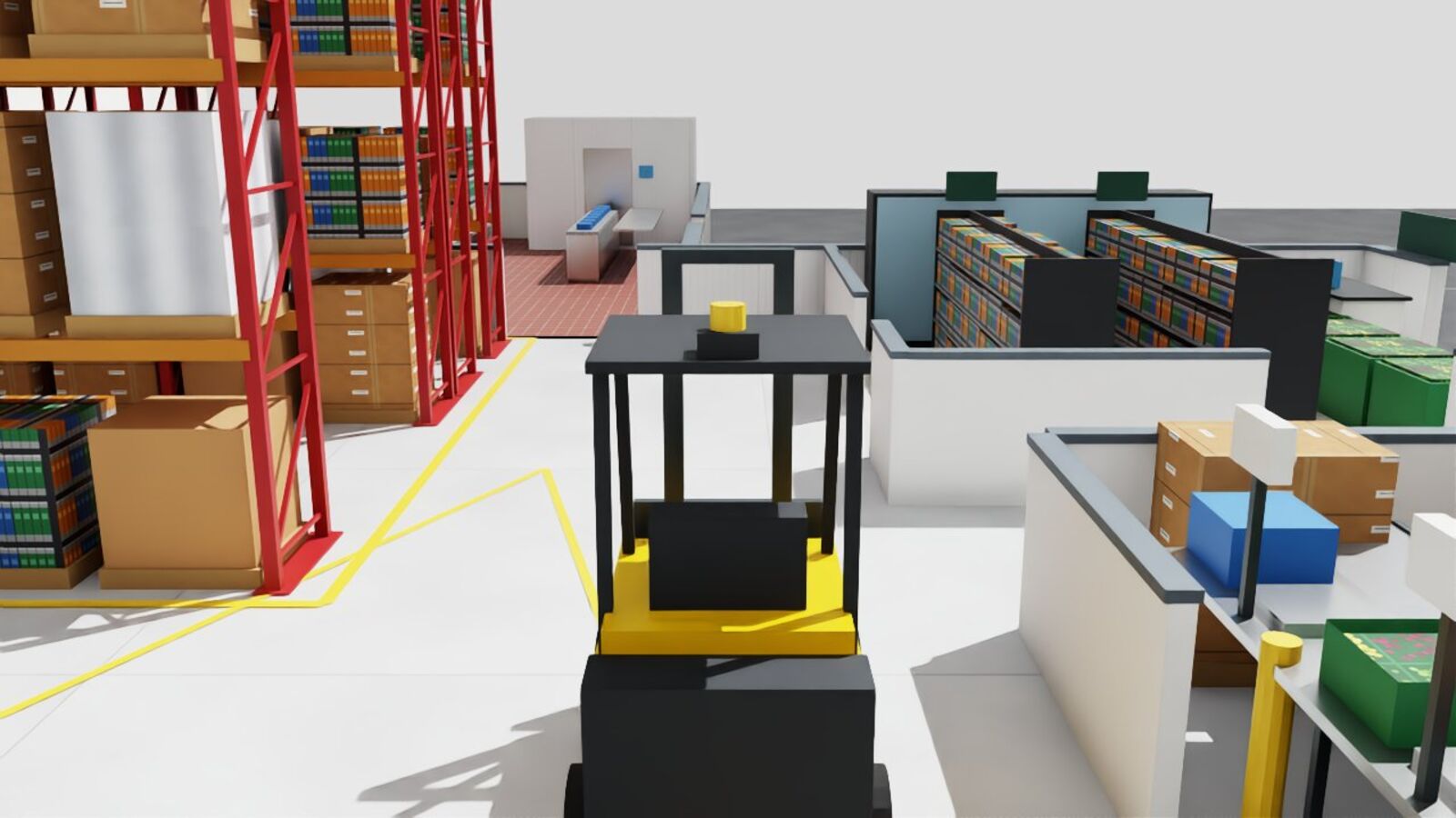 The modeled facility rendered in Omniverse RTX on an AWS GPU